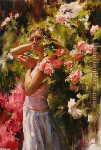 SURROUNDED BY FLOWERS painting - Garmash SURROUNDED BY FLOWERS art painting